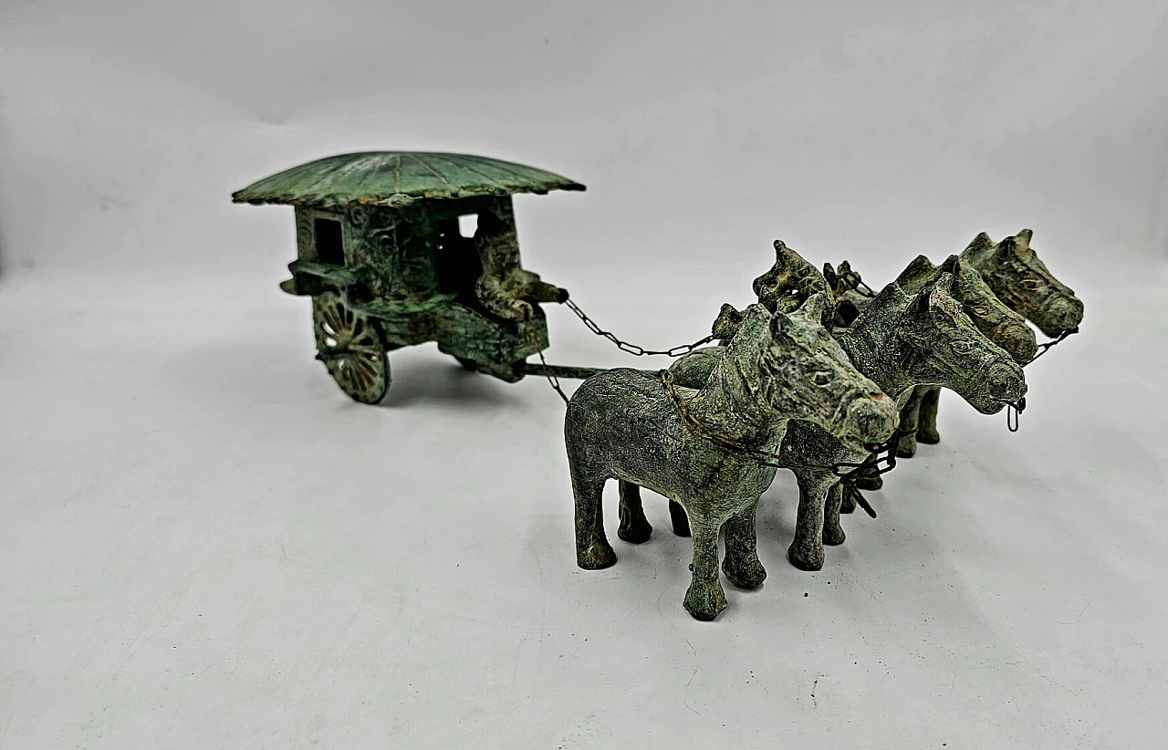 Bronze model of Chinese Qin battle tank, 1950s 3