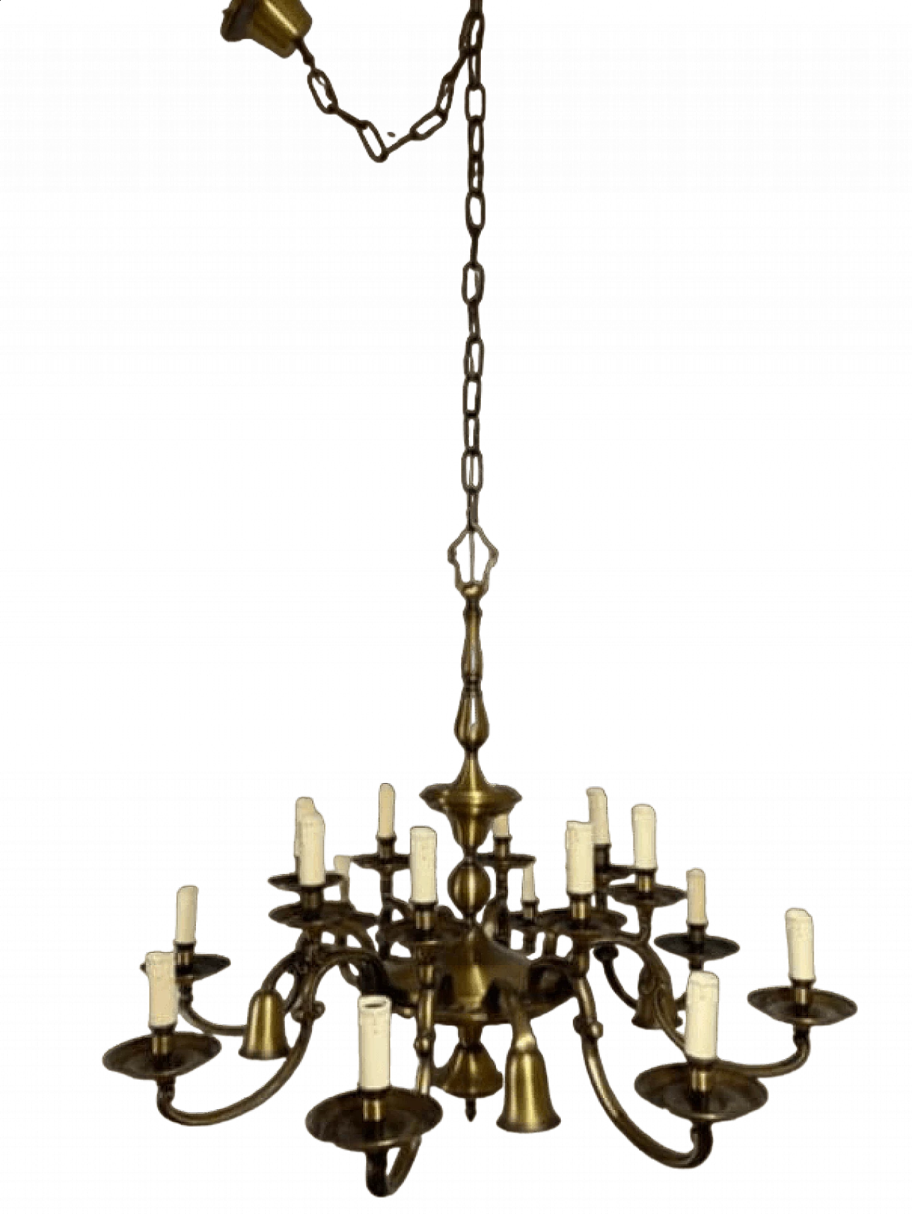 Twenty-light brass and bronze chandelier, 1950s 4