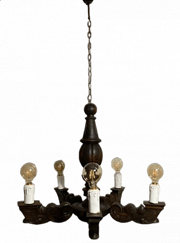 Carved wooden chandelier in Renaissance style, 19th century