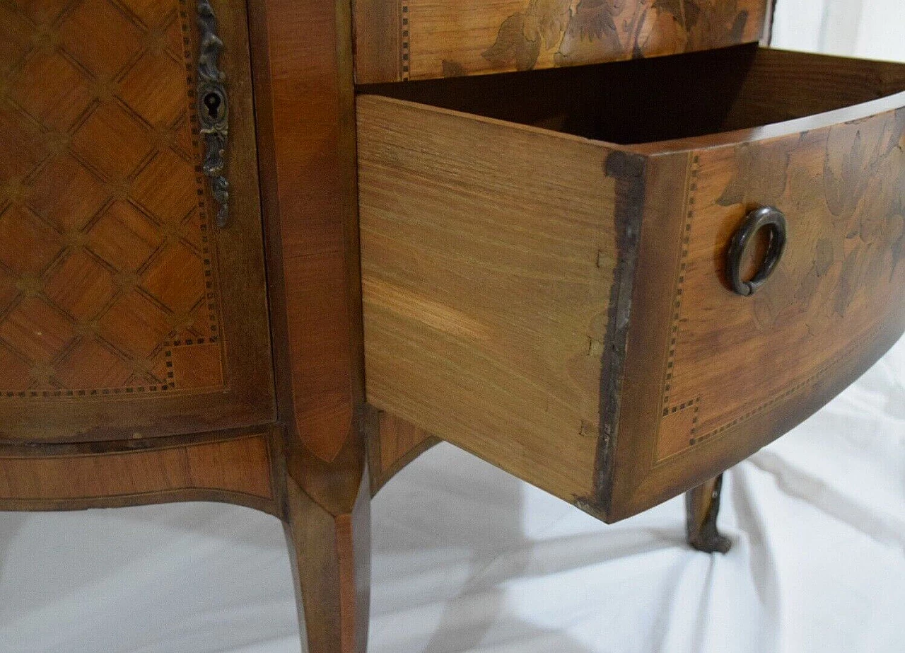 Louis XVI style inlaid wood and Saint Jean Fleury marble dresser, late 19th century 13