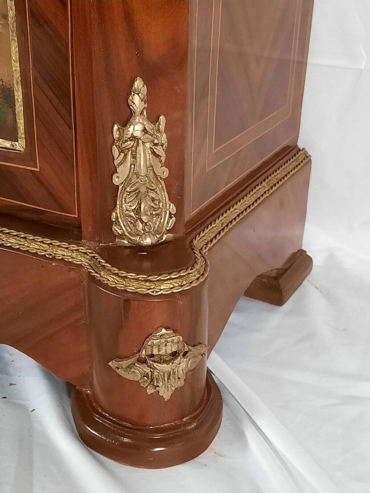 Credenza stile Luigi XVI in faggio e marmo con anta dipinta, fine '800 5