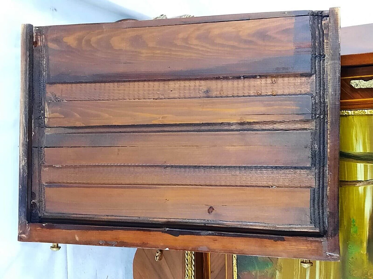 Credenza stile Luigi XVI in faggio e marmo con anta dipinta, fine '800 11