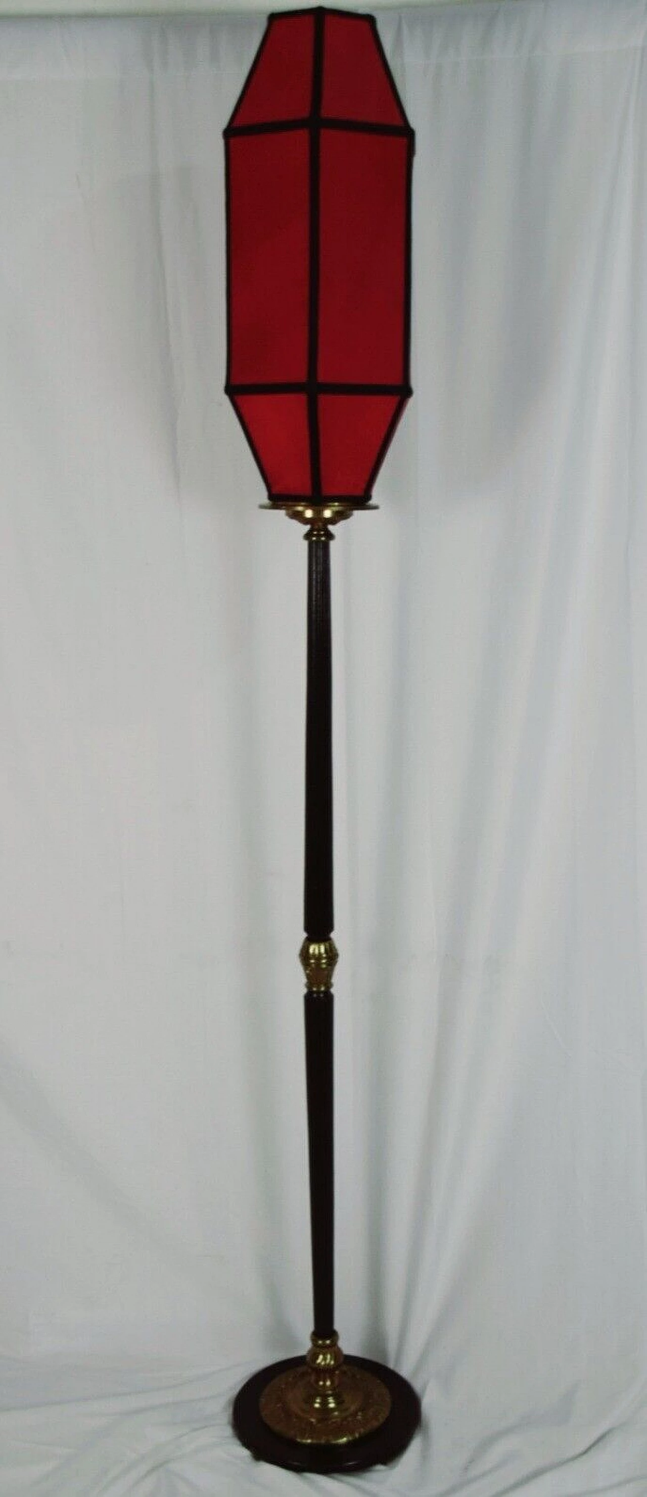 Empire style ebonized wood, bronze and brass floor lamp 5