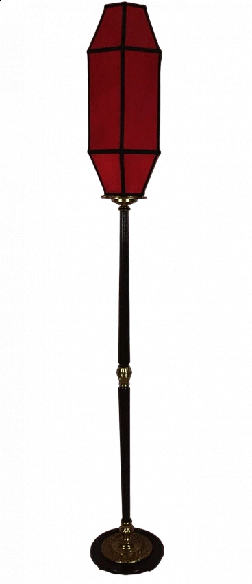 Empire style ebonized wood, bronze and brass floor lamp