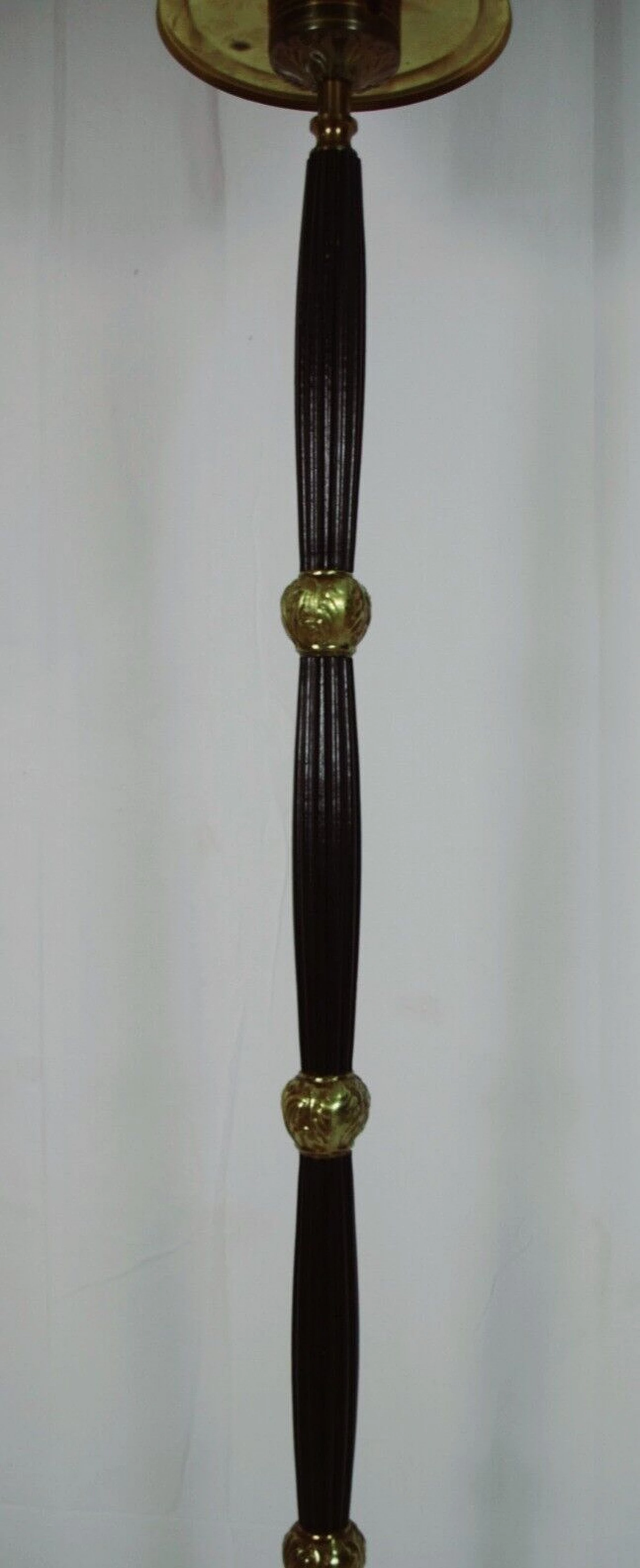 Empire style bronze, ebonized wood and brass floor lamp 2