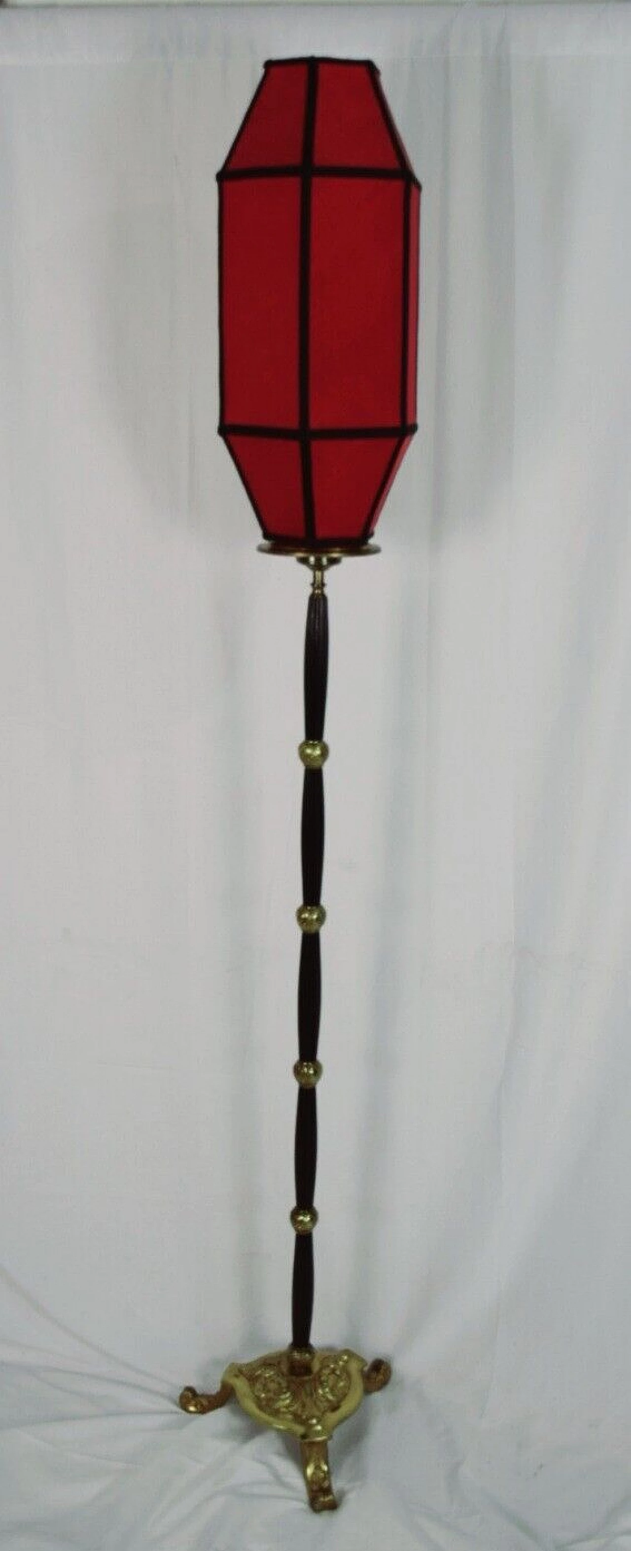 Empire style bronze, ebonized wood and brass floor lamp 6