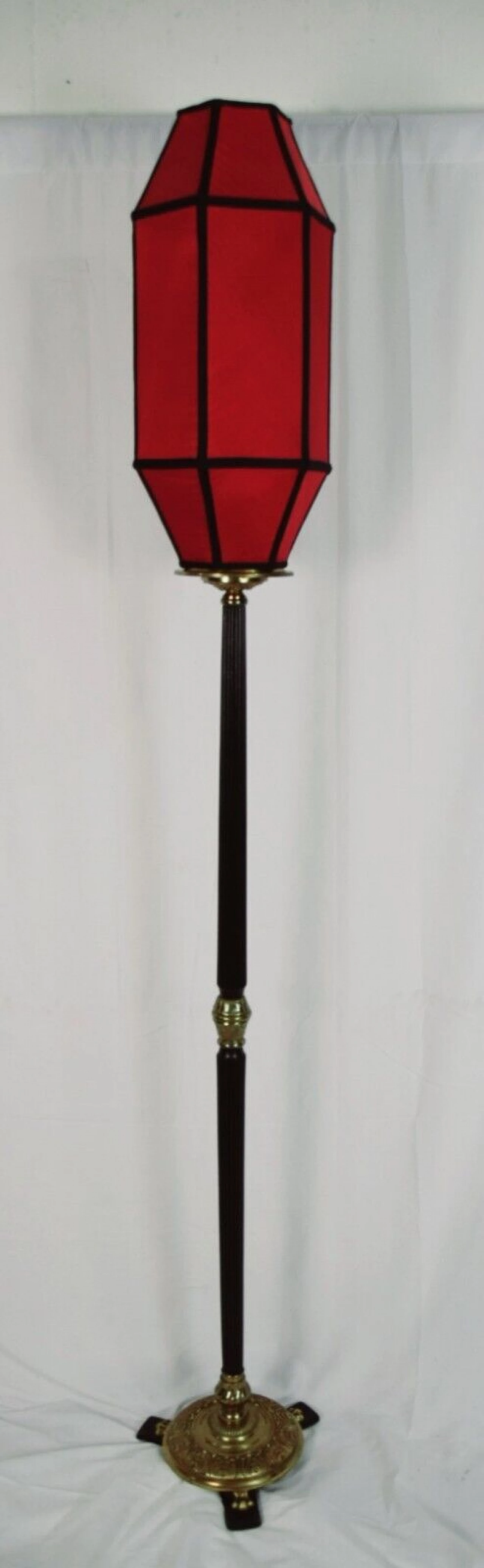 Empire style brass, ebonized wood and bronze floor lamp 5