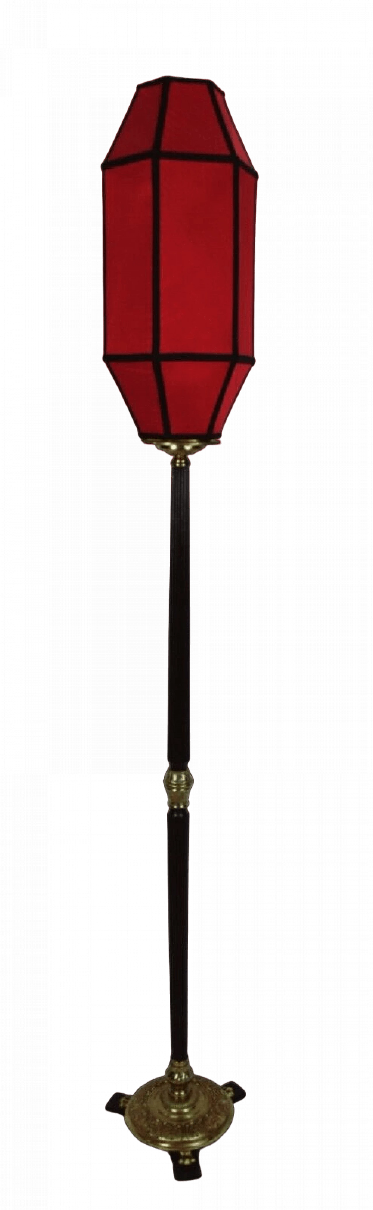 Empire style brass, ebonized wood and bronze floor lamp 6