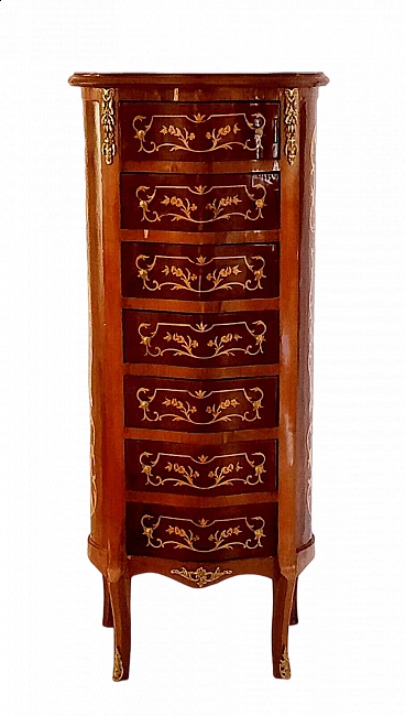 Louis XV style inlaid mahogany chest of drawers