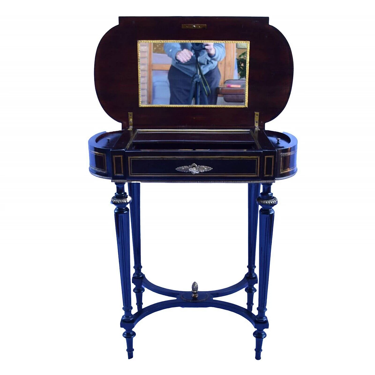 English Napoleon III ebonized wood vanity table, late 19th century 1