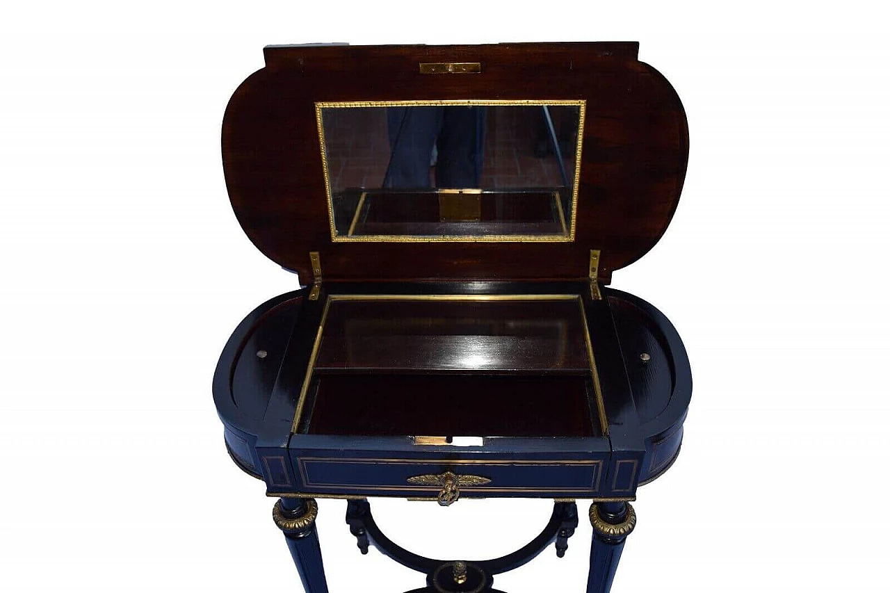 English Napoleon III ebonized wood vanity table, late 19th century 7