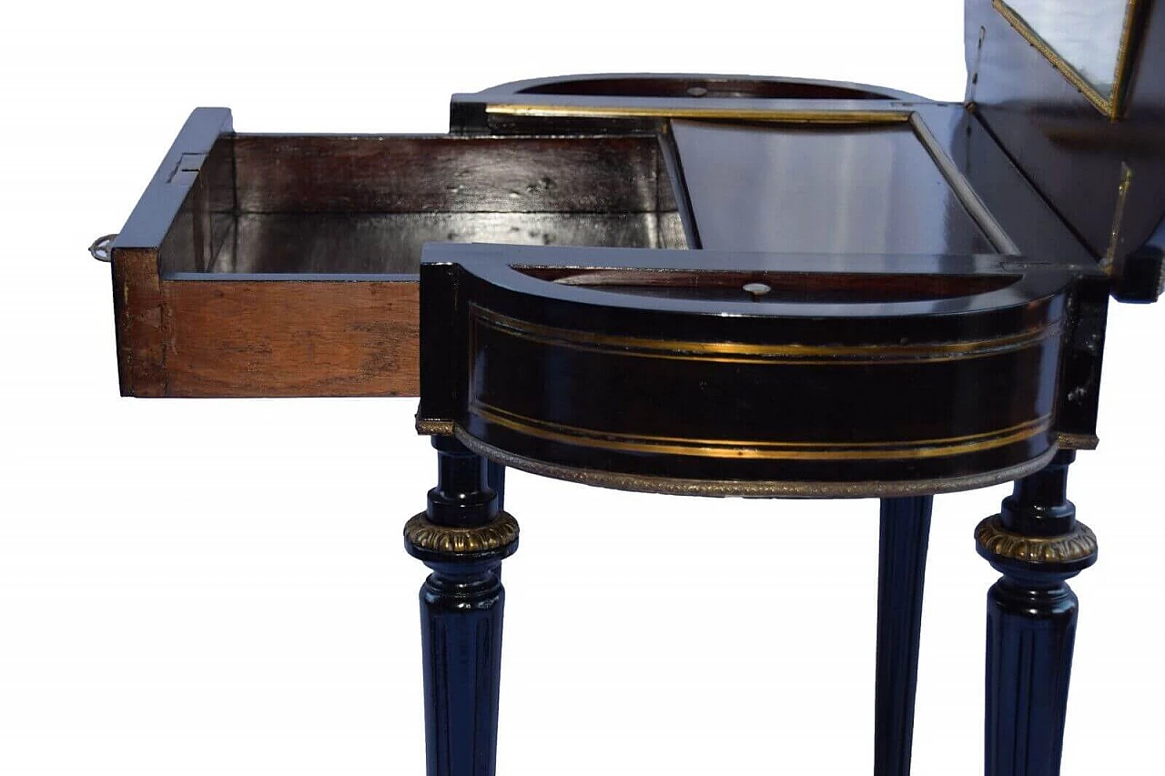 English Napoleon III ebonized wood vanity table, late 19th century 13