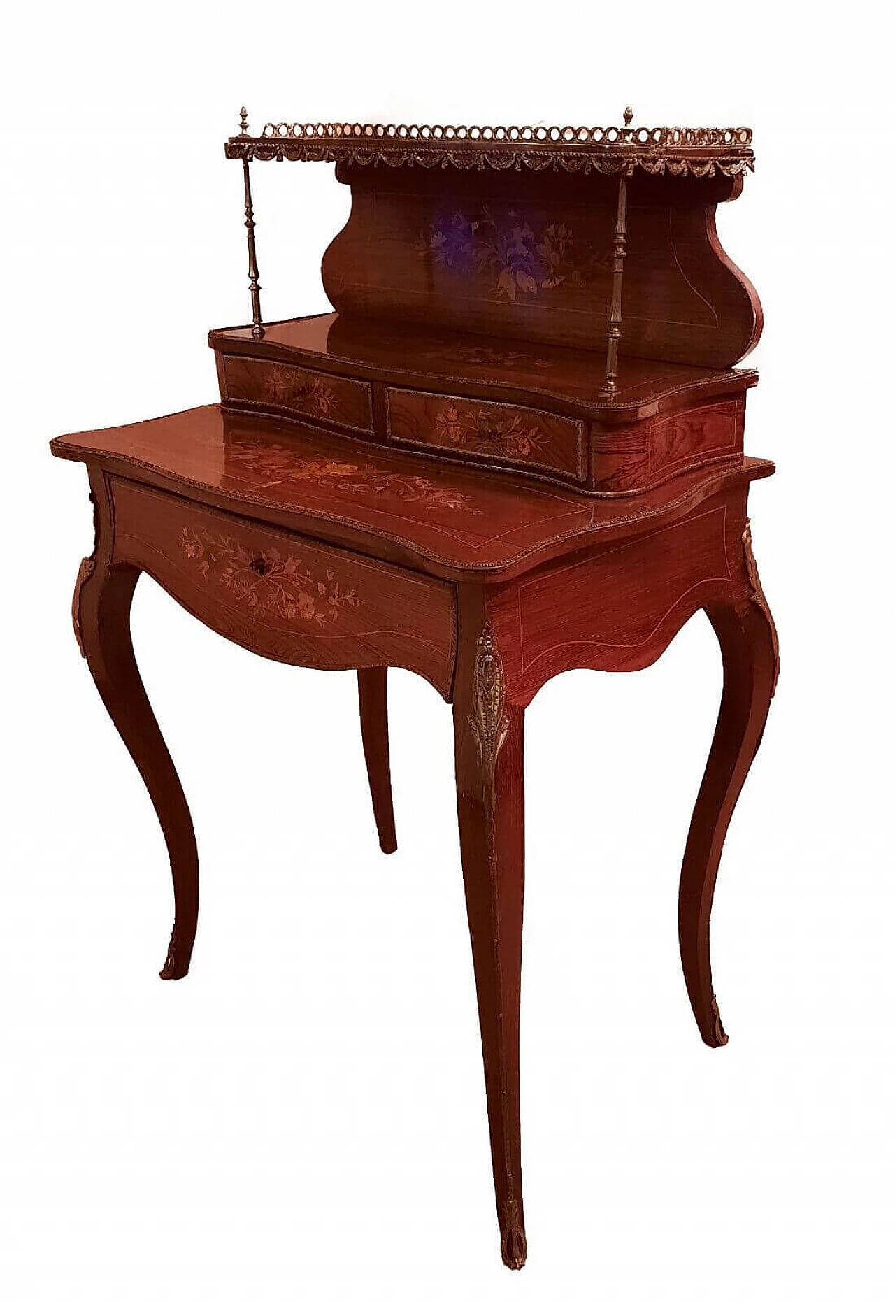 Napoleon III rosewood Bonheur du Jour writing desk, second half of the 19th century 2