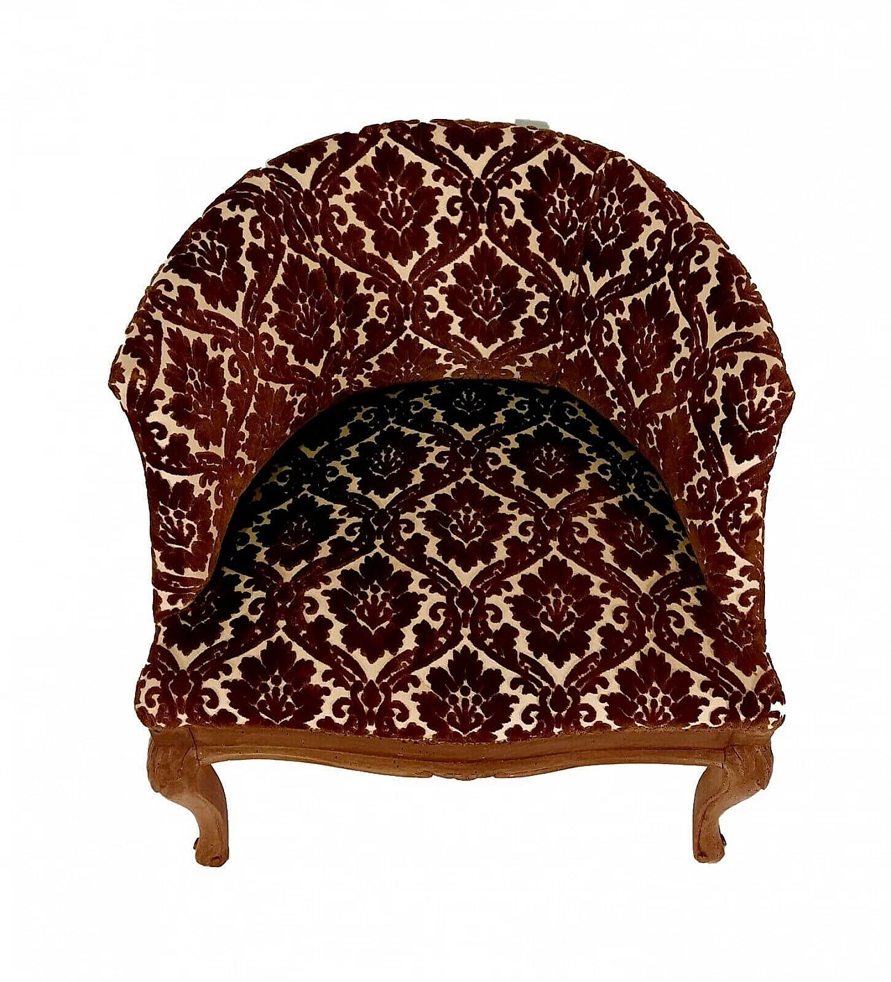 Louis Philippe walnut and damask velvet armchair, 19th century 1