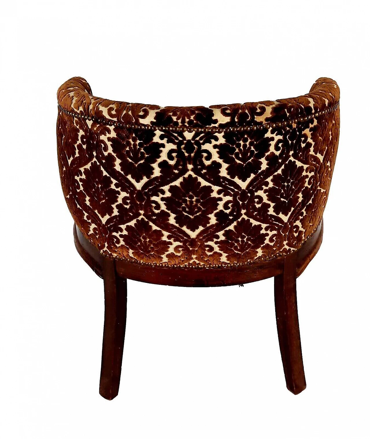 Louis Philippe walnut and damask velvet armchair, 19th century 2