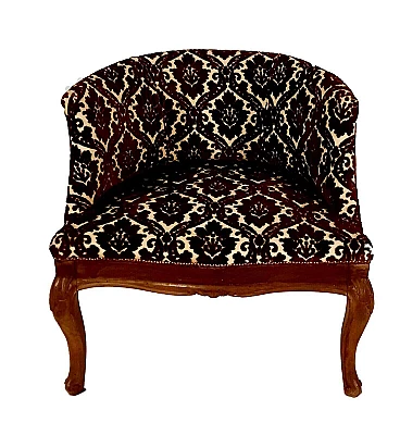 Louis Philippe walnut and damask velvet armchair, 19th century