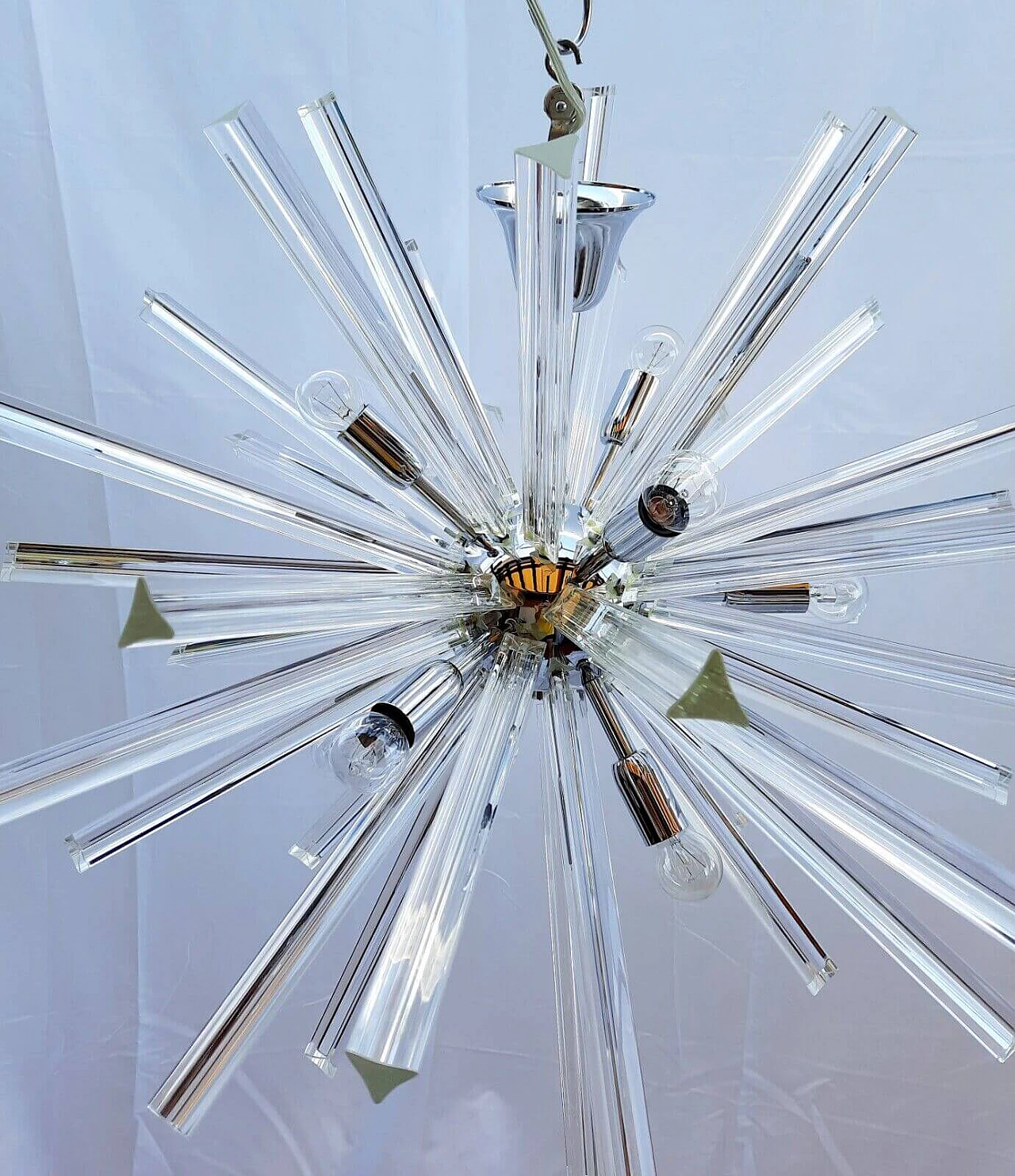 Glass and metal Sputnik chandelier in the style of Venini, 1970s 1