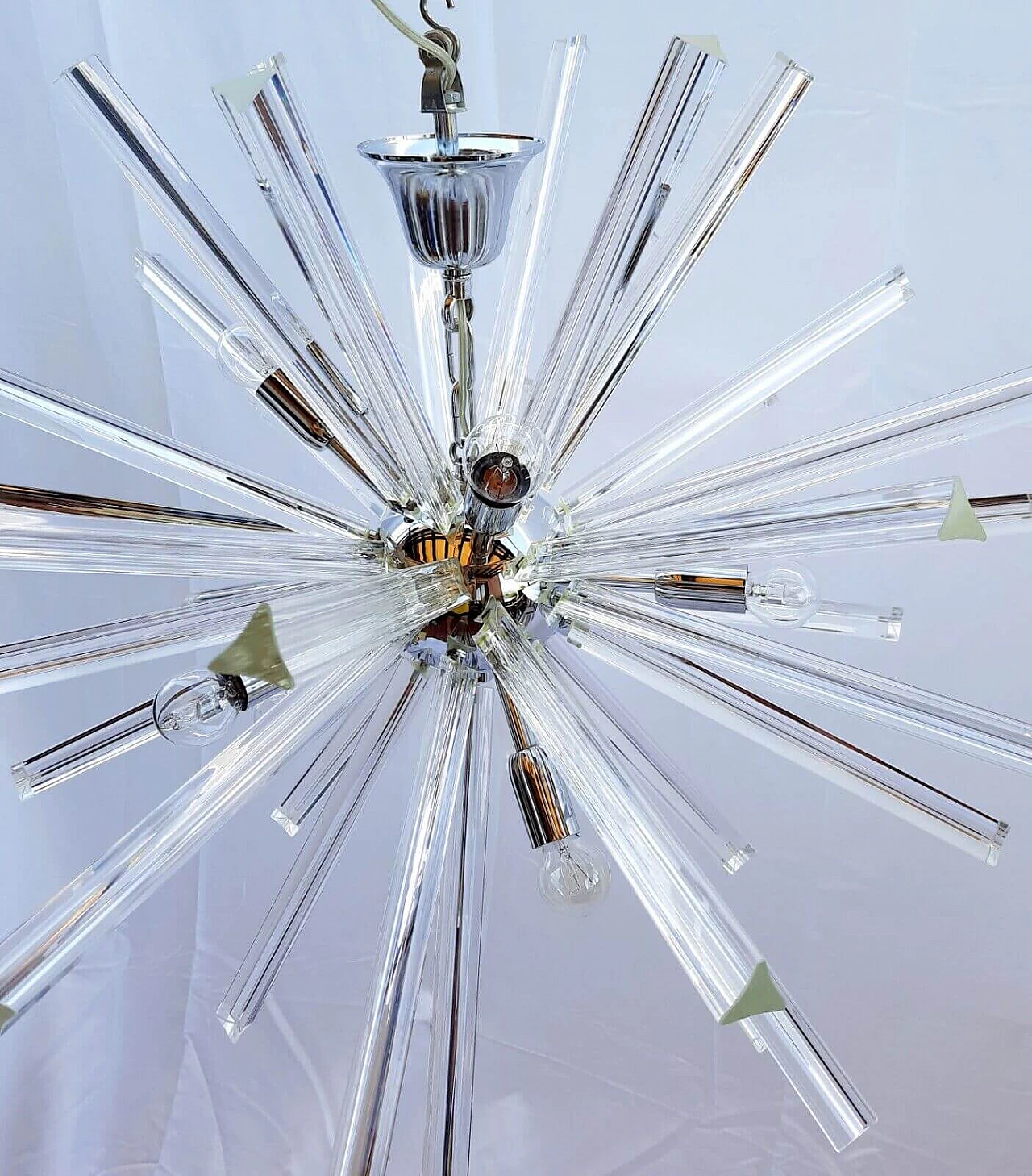 Glass and metal Sputnik chandelier in the style of Venini, 1970s 3