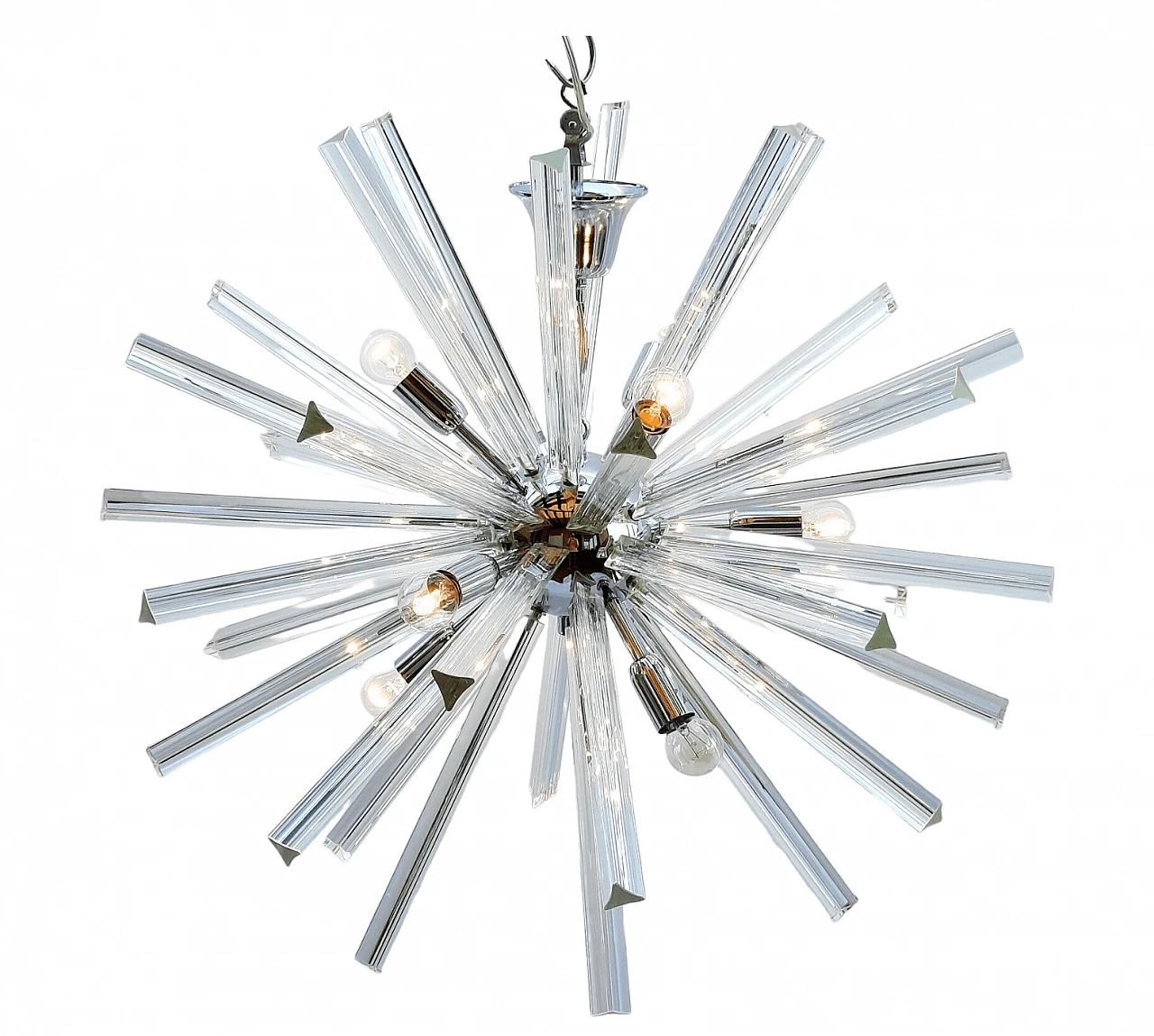 Glass and metal Sputnik chandelier in the style of Venini, 1970s 5