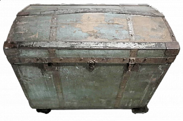 Wood, canvas and metal travel trunk by Moritz Mädler, early 20th century