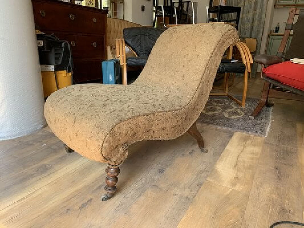 Hungarian wood and fabric armchair, 19th century 1