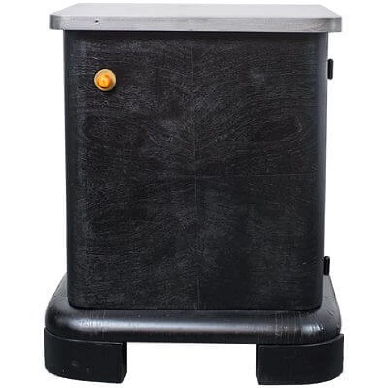 Hungarian Art Deco black and silver painted wood bedside table, 1930s 1