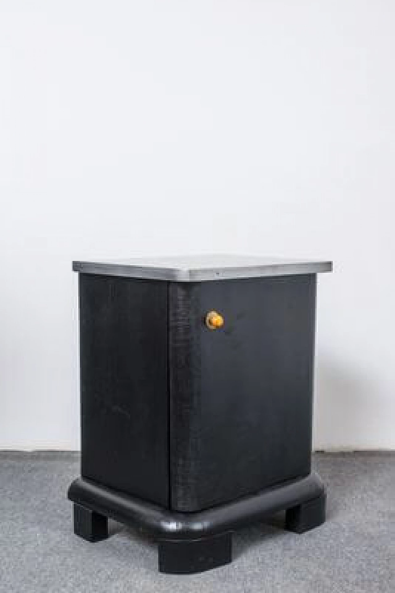 Hungarian Art Deco black and silver painted wood bedside table, 1930s 3