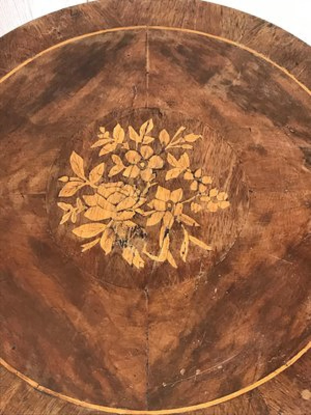 Baroque style round inlaid solid walnut side table, late 19th century 3