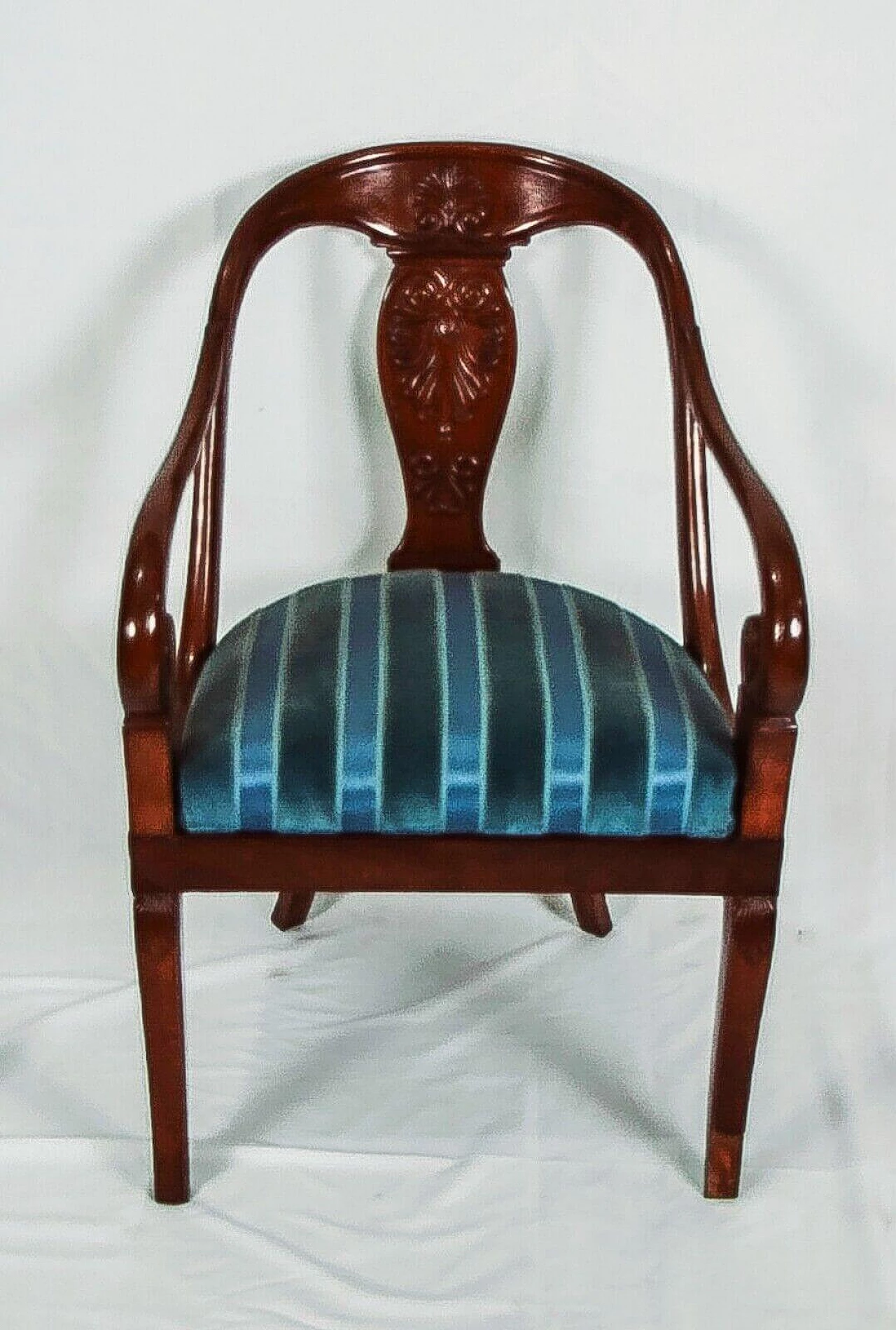 Empire walnut armchair with gondola back, 19th century 1