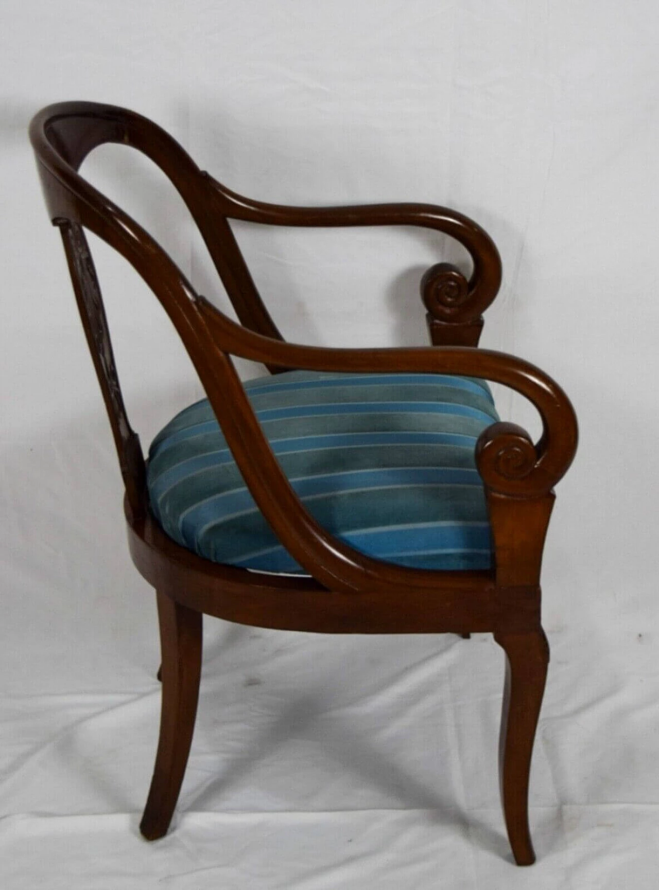 Empire walnut armchair with gondola back, 19th century 3