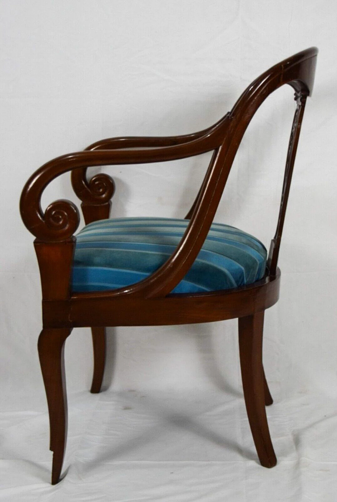 Empire walnut armchair with gondola back, 19th century 5