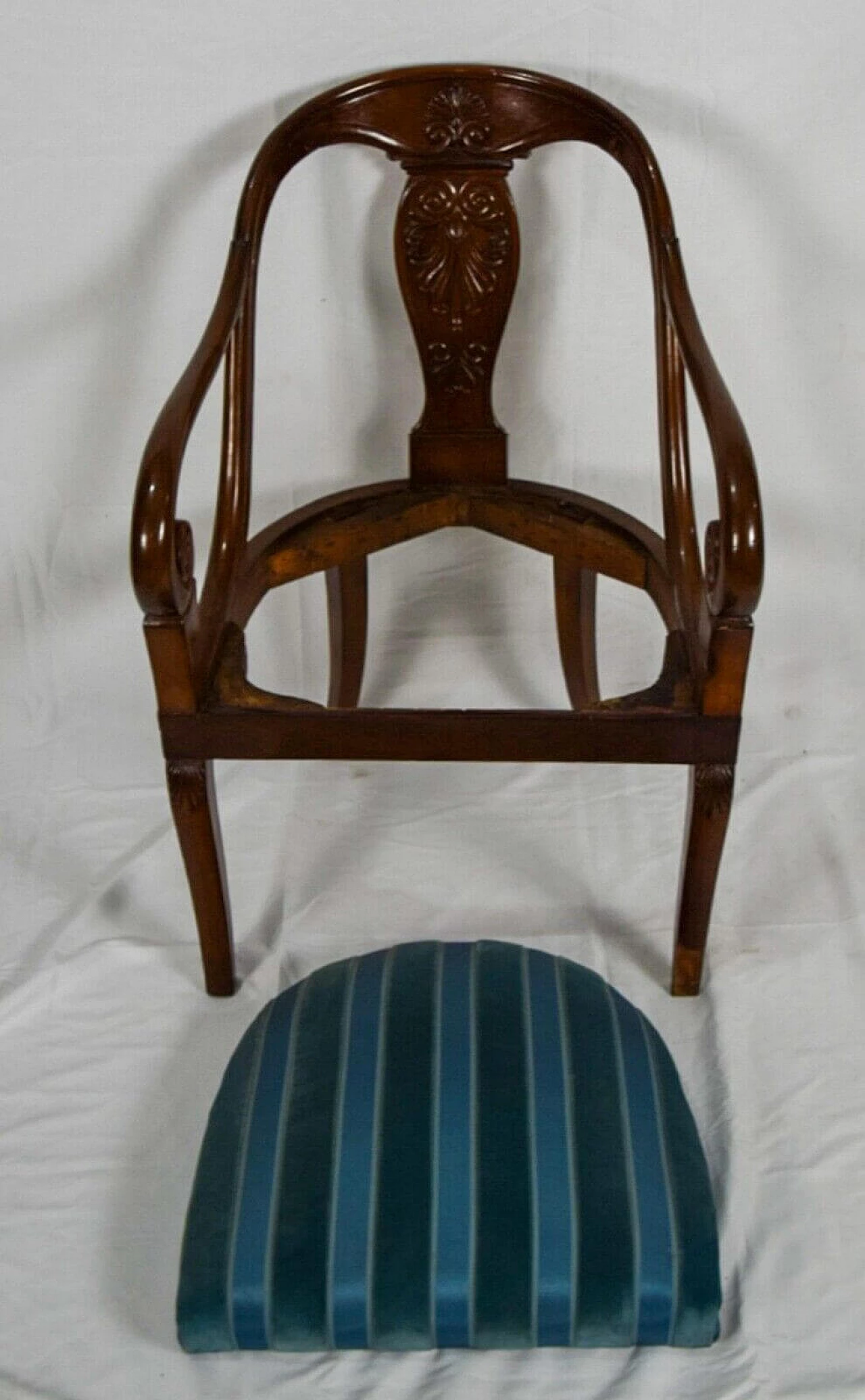 Empire walnut armchair with gondola back, 19th century 6