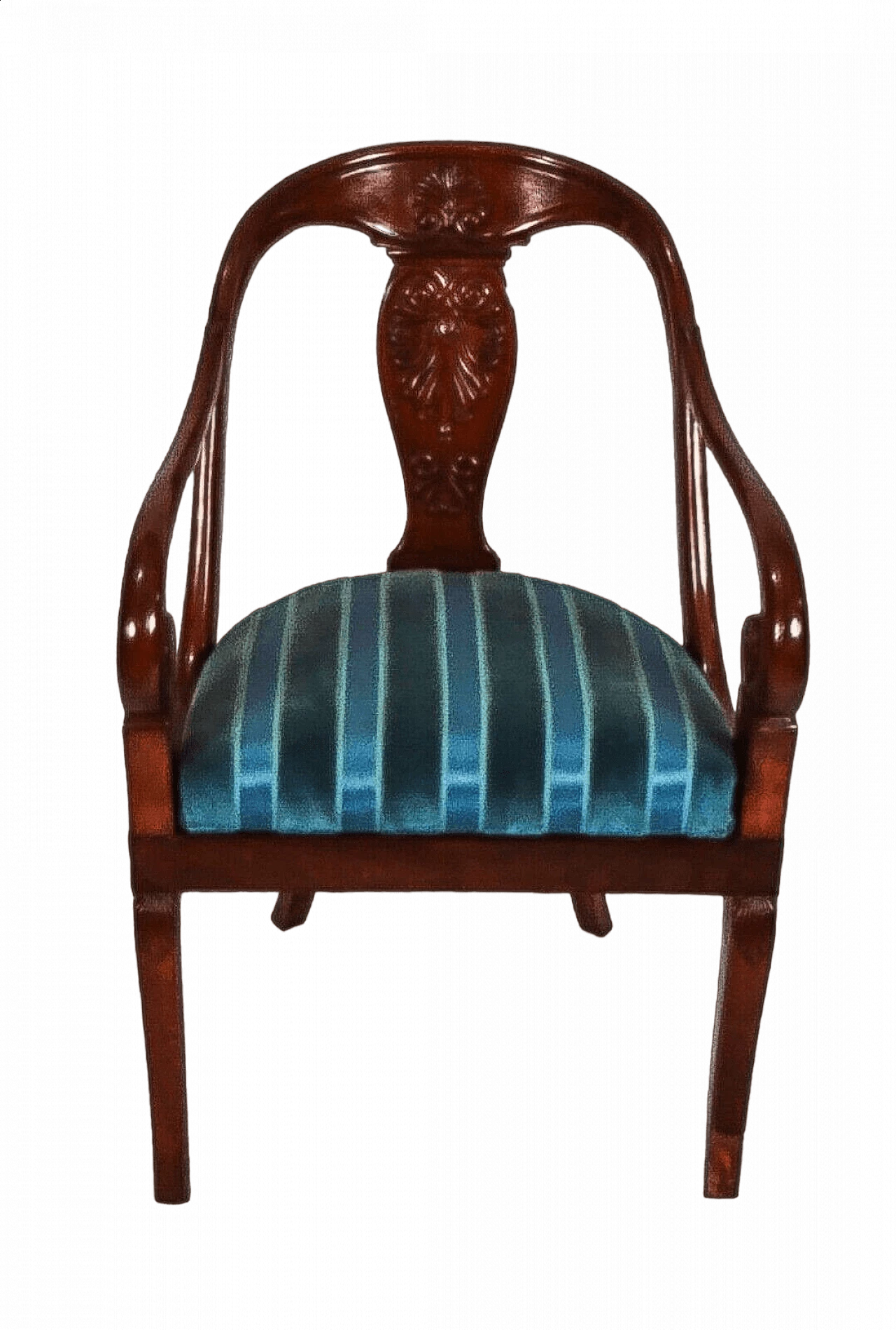 Empire walnut armchair with gondola back, 19th century 11