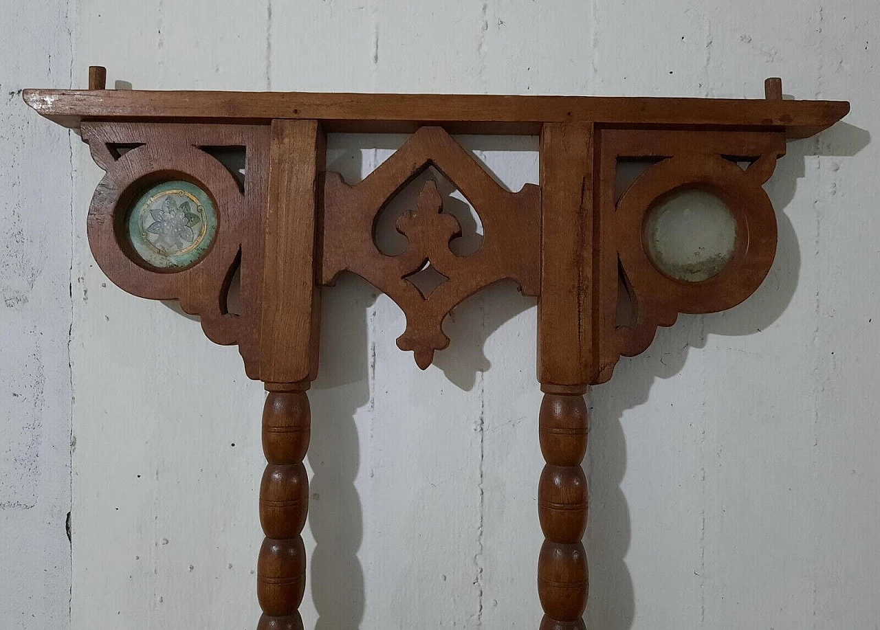 Walnut bed in Gothic style with marble and stone inlays, 19th century 7