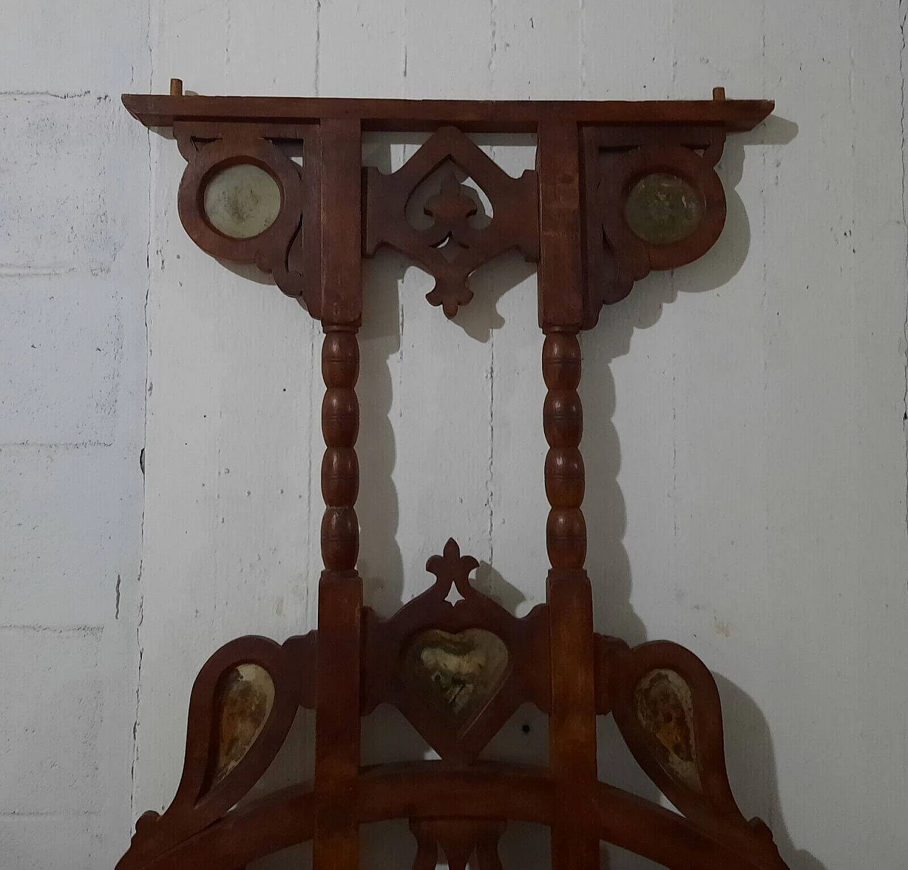 Walnut bed in Gothic style with marble and stone inlays, 19th century 11