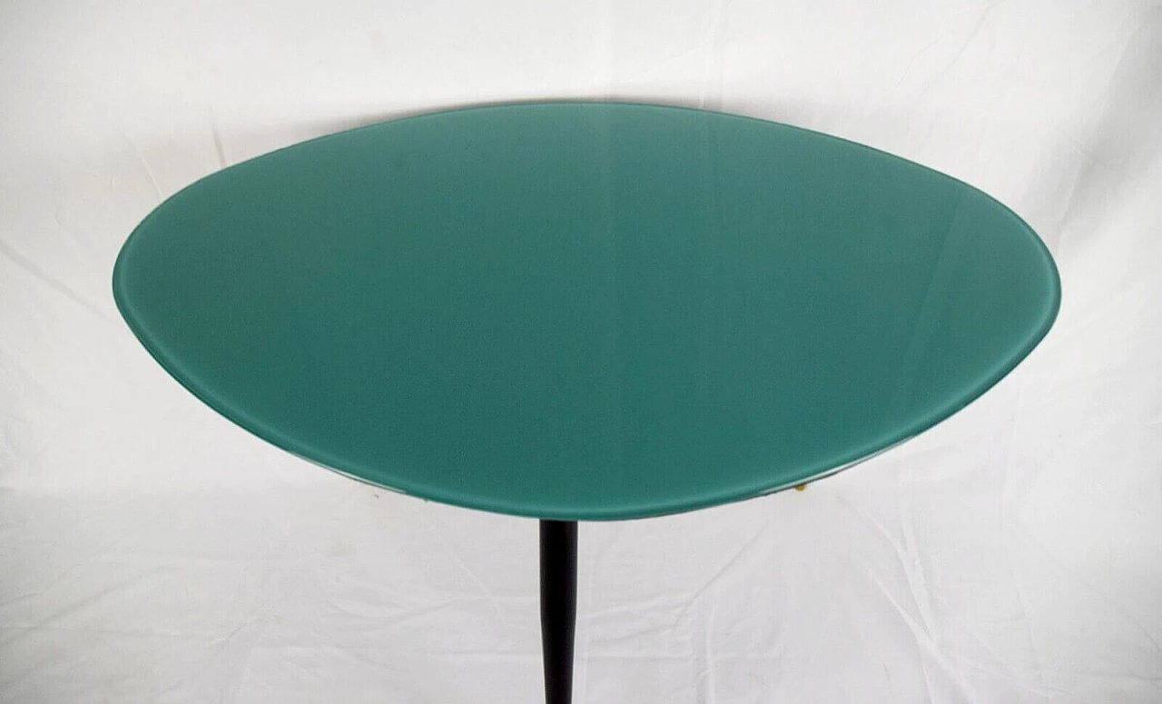 Green glass coffee table with metal legs, 1960s 2