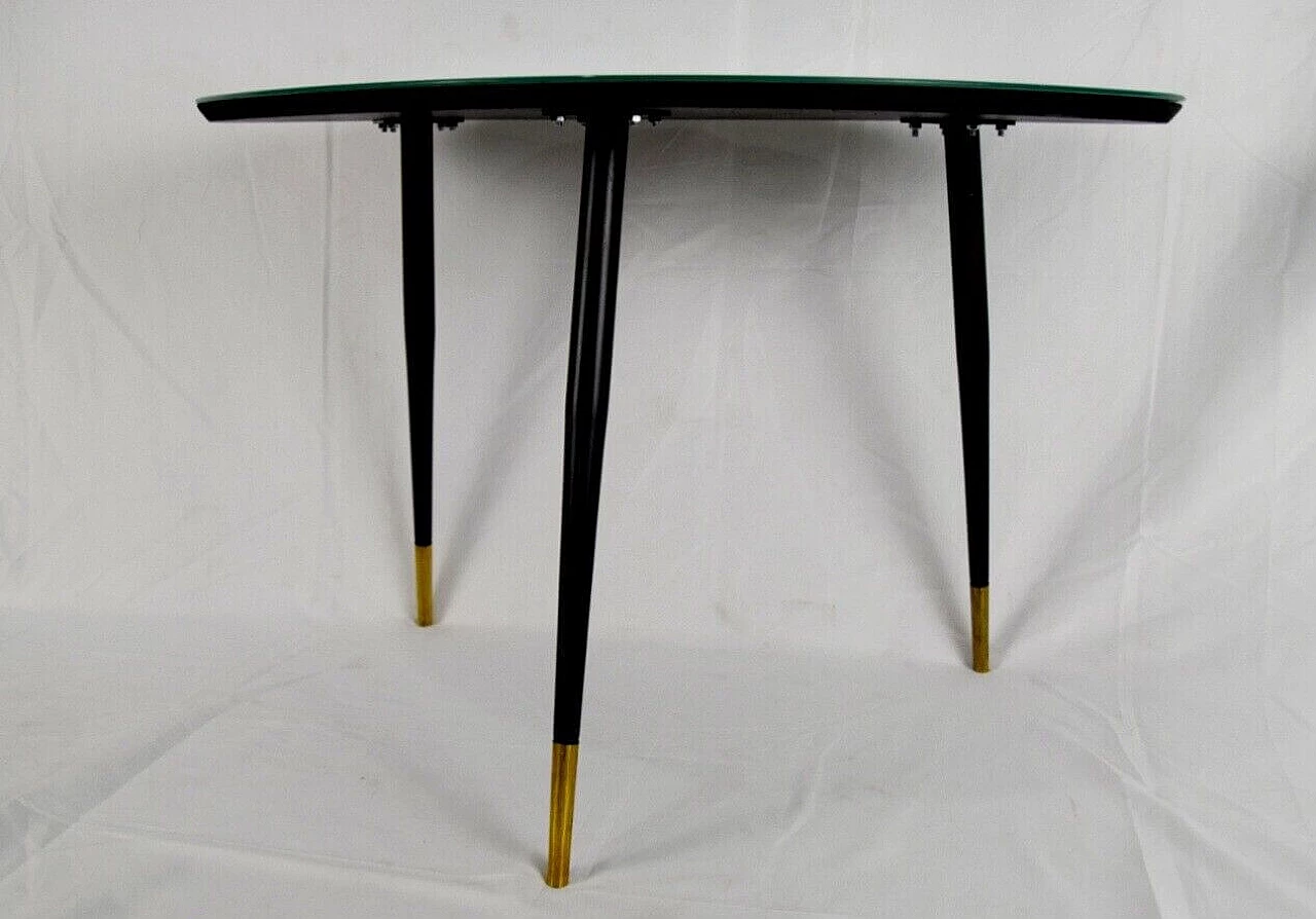 Green glass coffee table with metal legs, 1960s 5