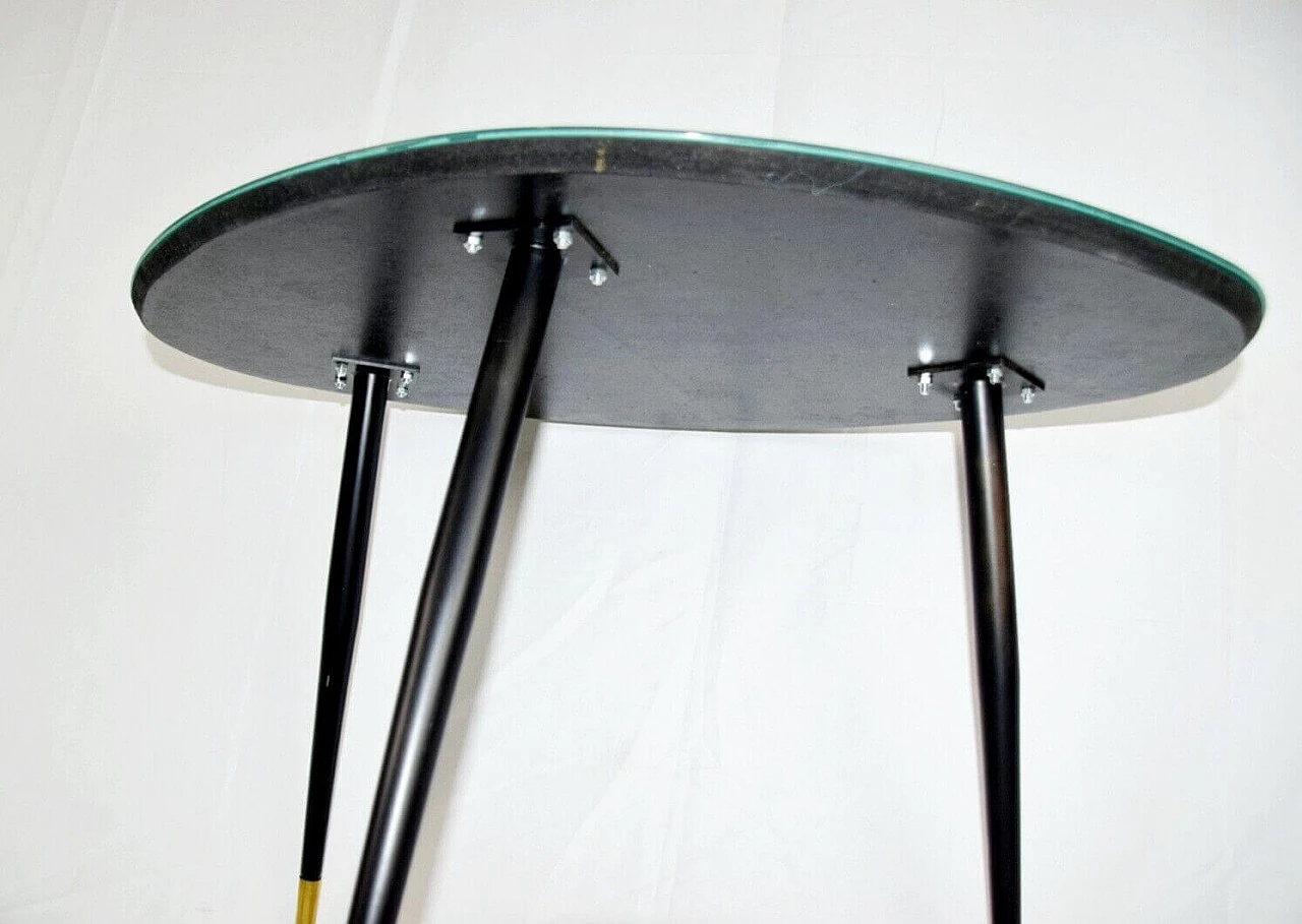 Green glass coffee table with metal legs, 1960s 6