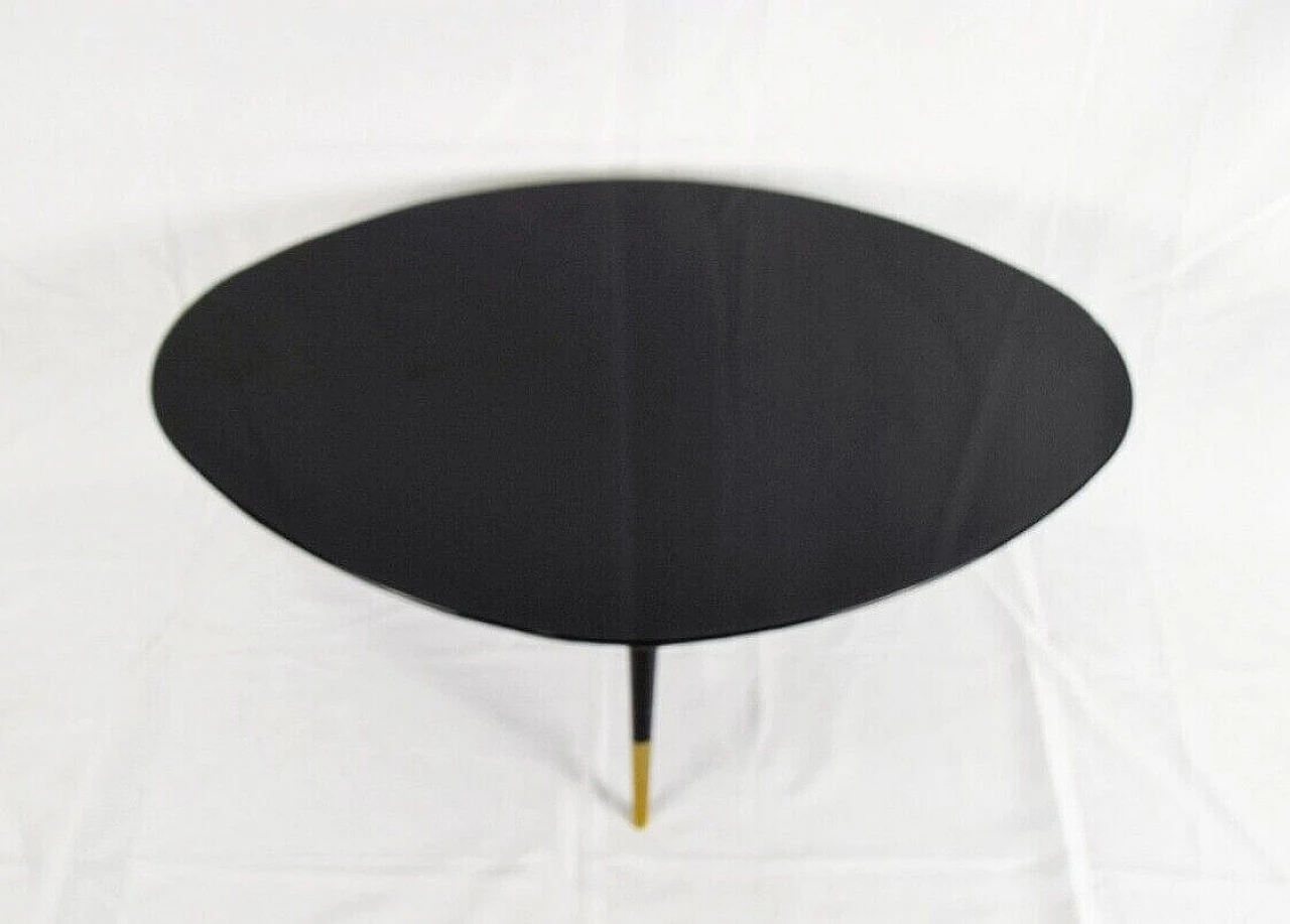 Black glass coffee table with offset oval shape, 1960s 2