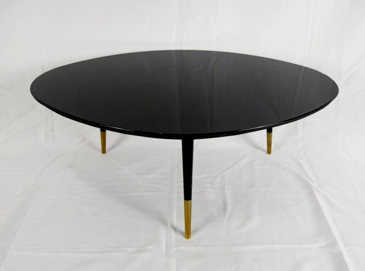 Black glass coffee table with offset oval shape, 1960s 8