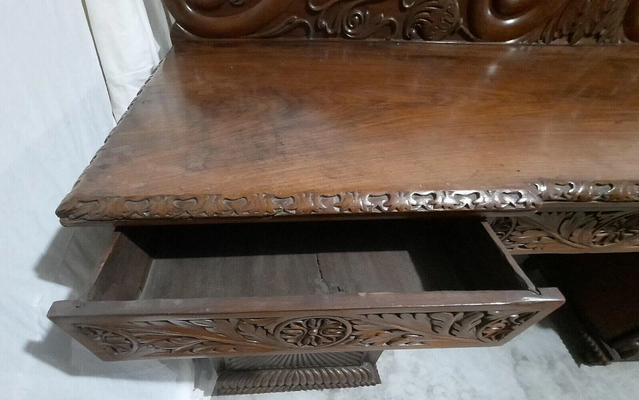 Credenza Regency in mogano con piano a tre cassetti, primo quarto '800 9