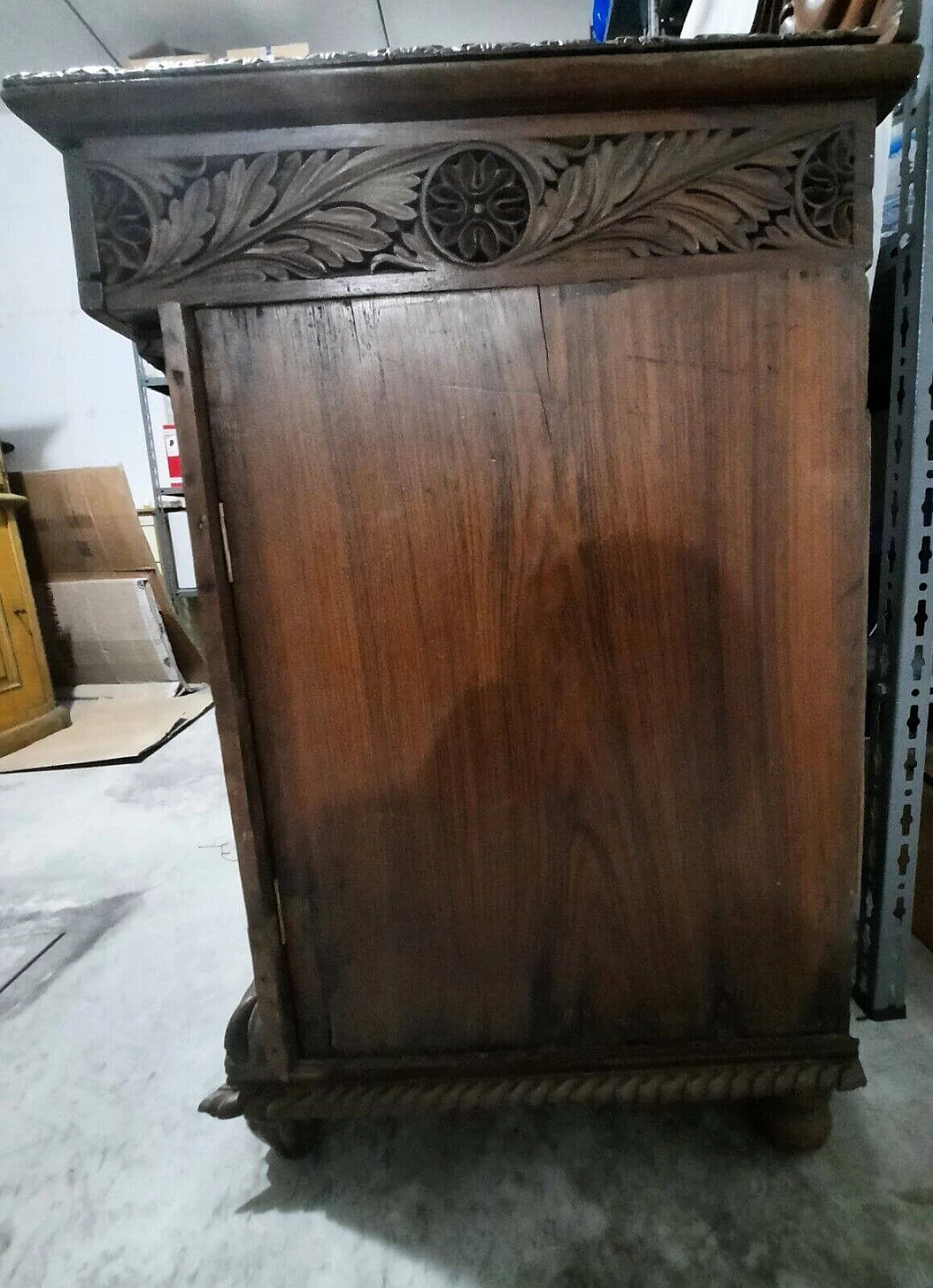 Credenza Regency in mogano con piano a tre cassetti, primo quarto '800 11