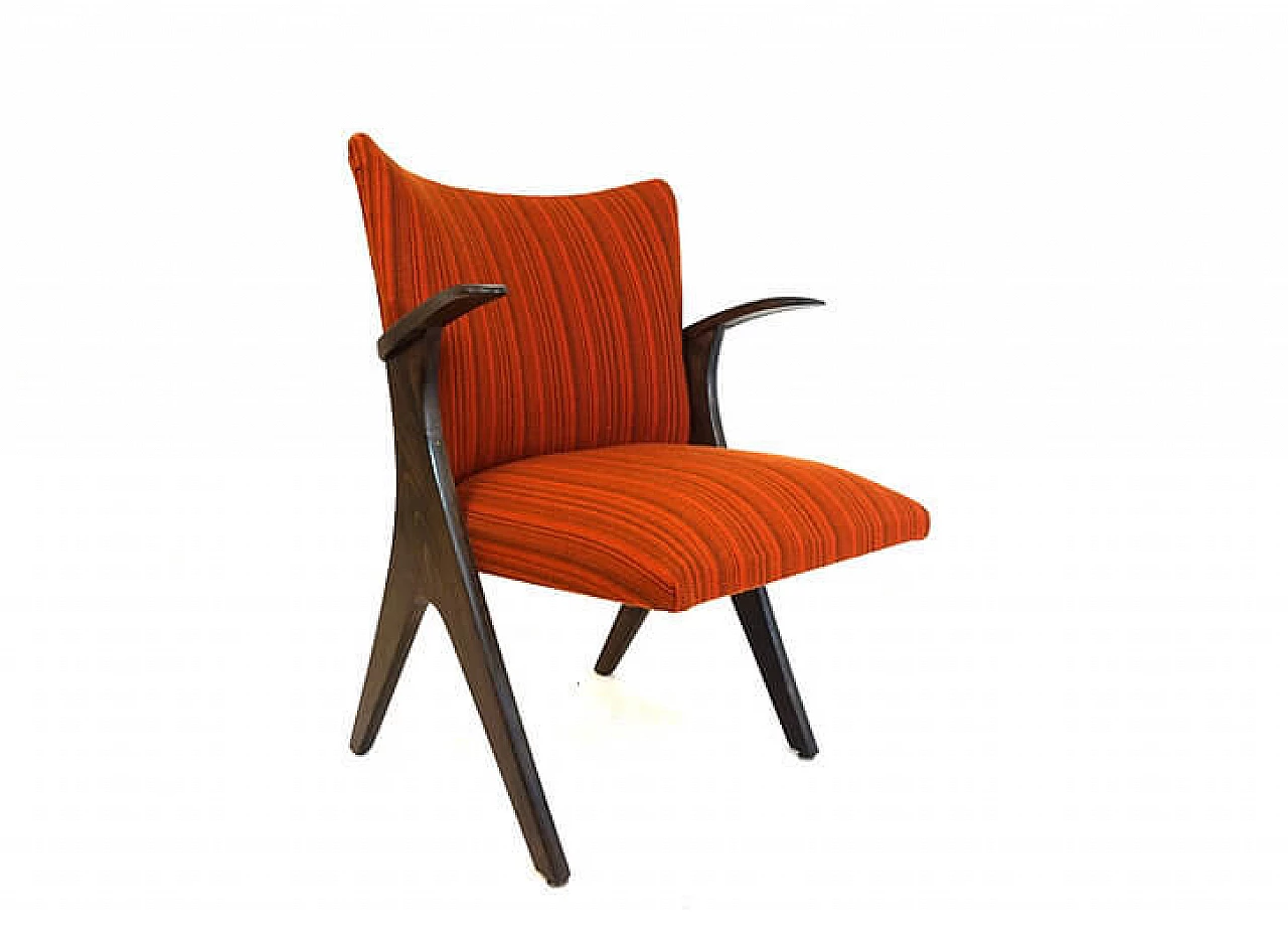 Penguin chair in beech and red cotton by Carl Sasse for Casala, 1950s 3