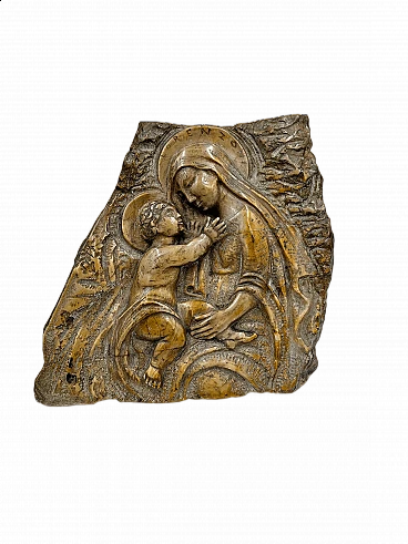 Pietro Lorenzoni, Madonna and Child, marble bas-relief, late 19th century