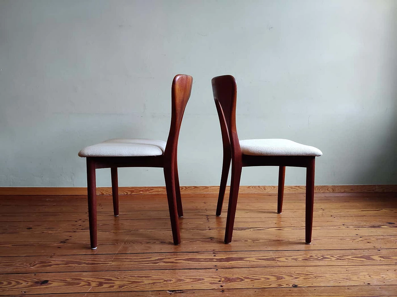 4 Danish Peter teak and fabric chairs by Niels Koefoed for Koefoeds Hornslet, 1950s 4