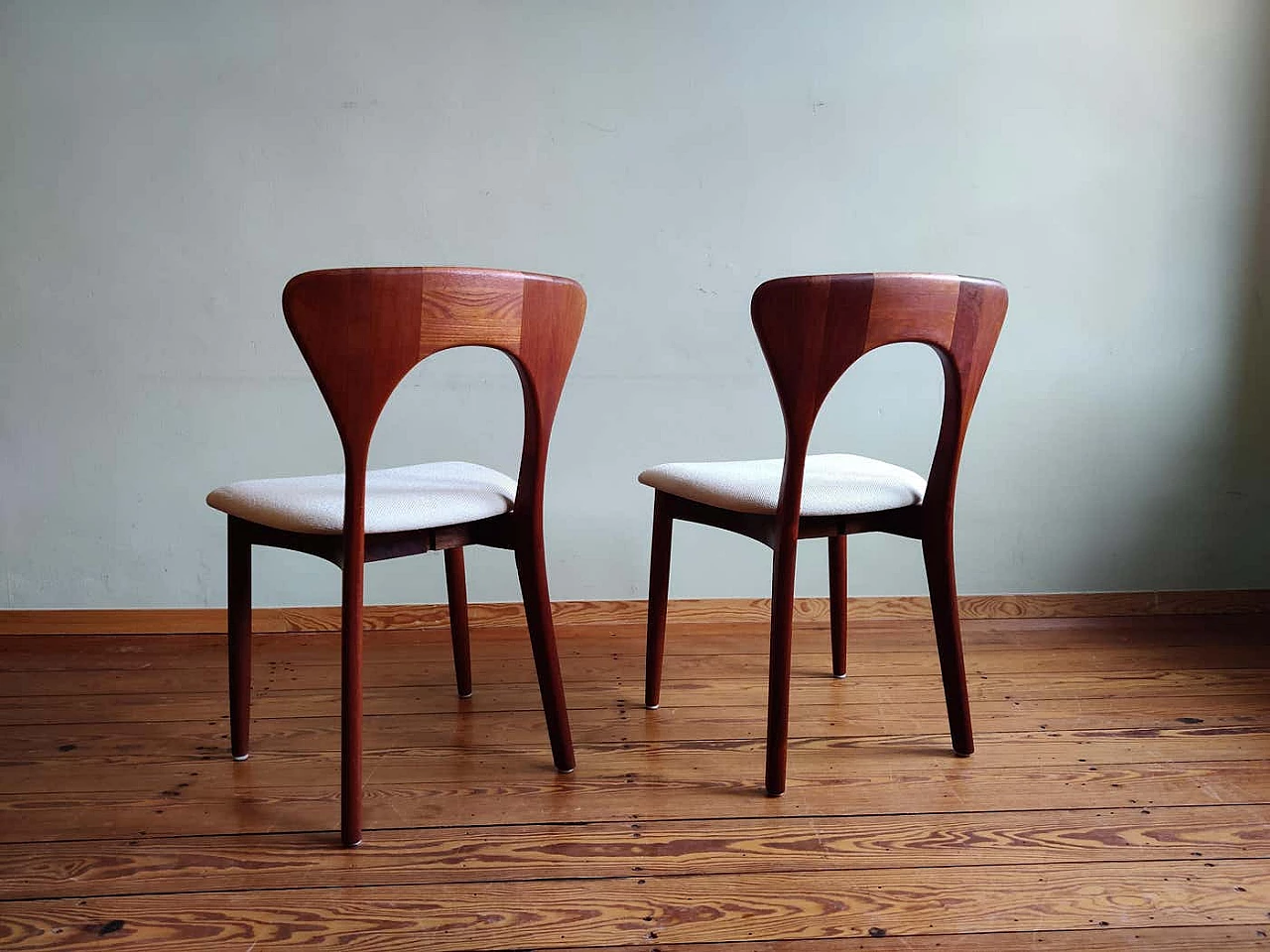 4 Danish Peter teak and fabric chairs by Niels Koefoed for Koefoeds Hornslet, 1950s 5