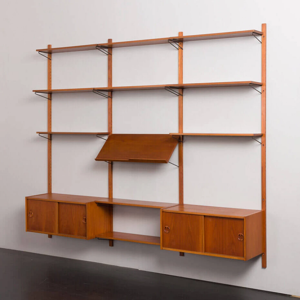 Danish three-bay teak bookcase in the style of Poul Cadovius, 1960s 3