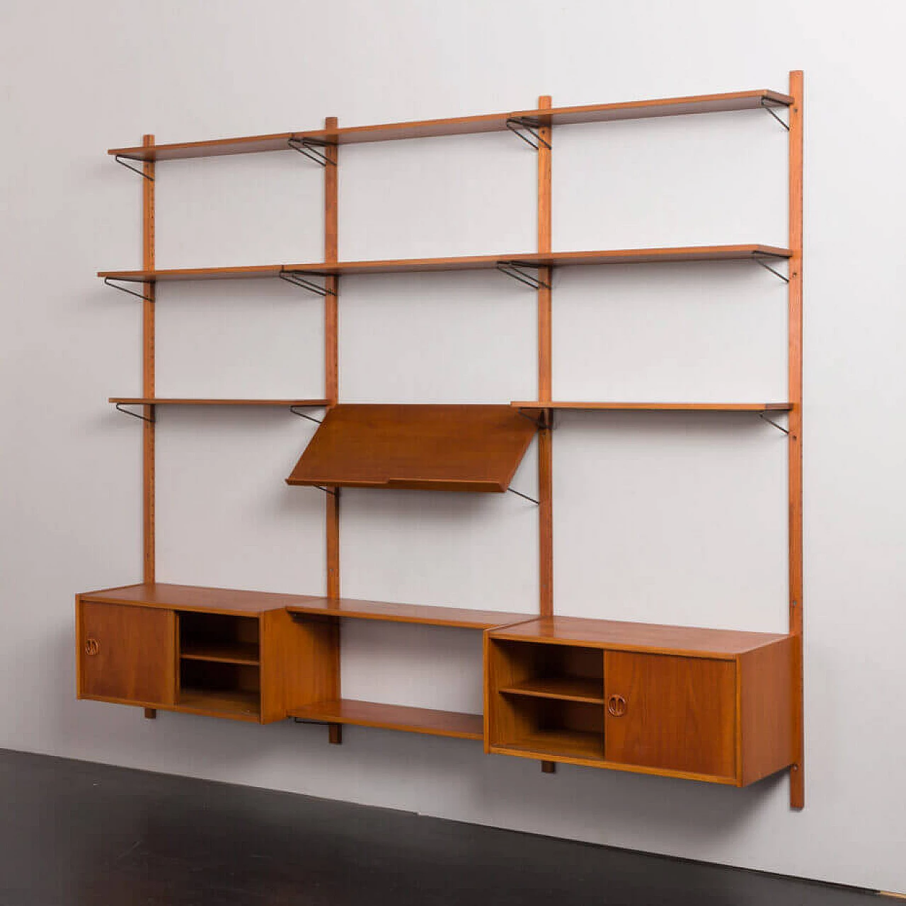 Danish three-bay teak bookcase in the style of Poul Cadovius, 1960s 4