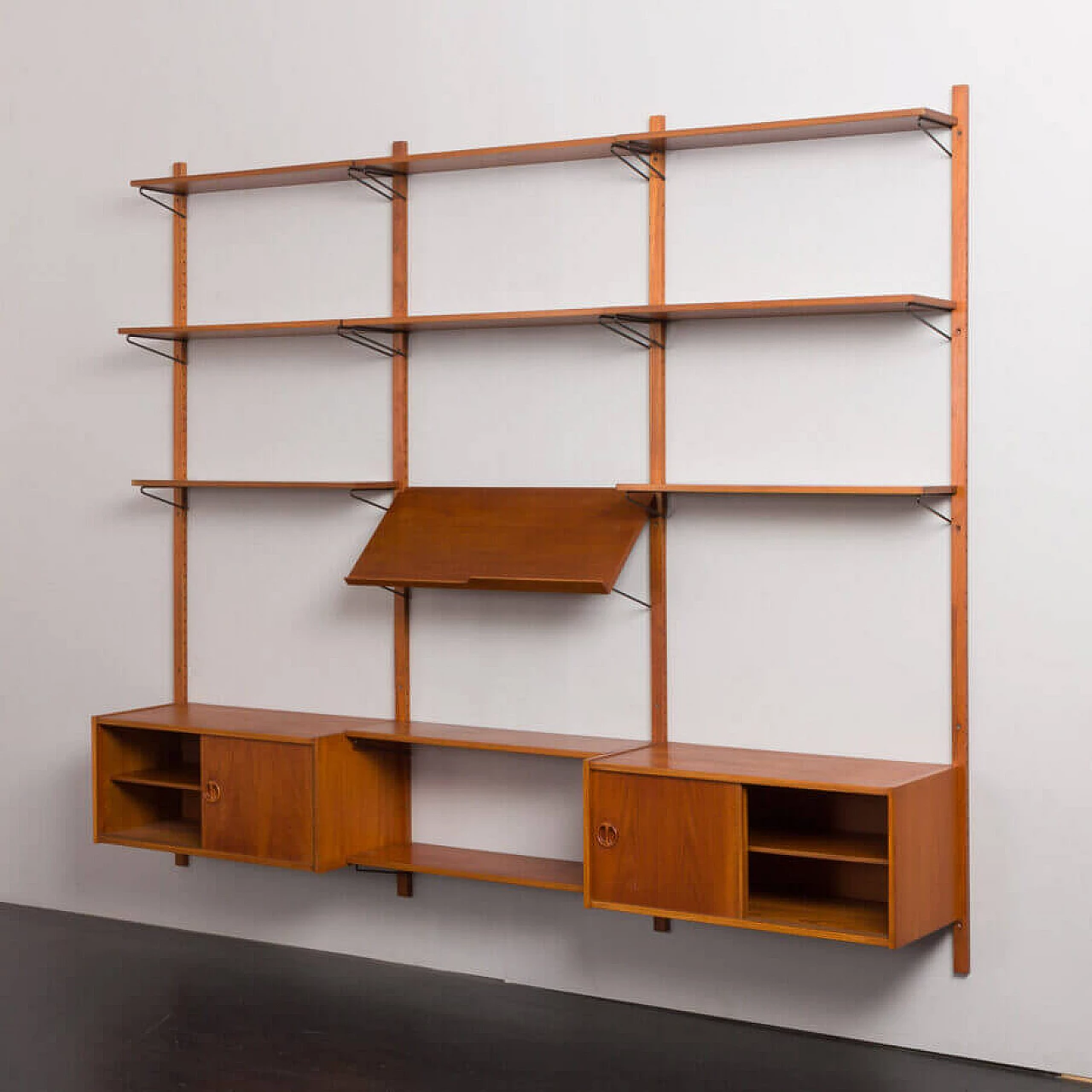 Danish three-bay teak bookcase in the style of Poul Cadovius, 1960s 5