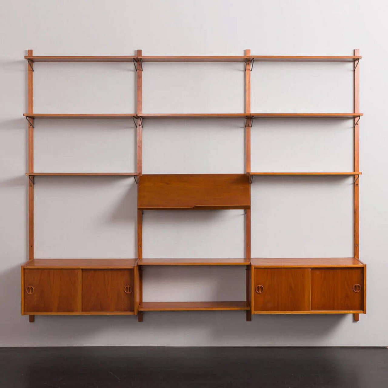 Danish three-bay teak bookcase in the style of Poul Cadovius, 1960s 8